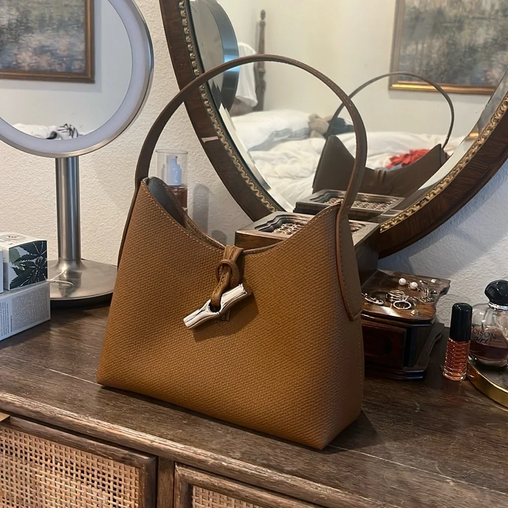 Longchamp Roseau Small Leather Bag in Natural Brown - Picture 1 of 7